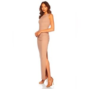 Susana Monaco Crew Neck Gathered Side Slit Dress, Size XL